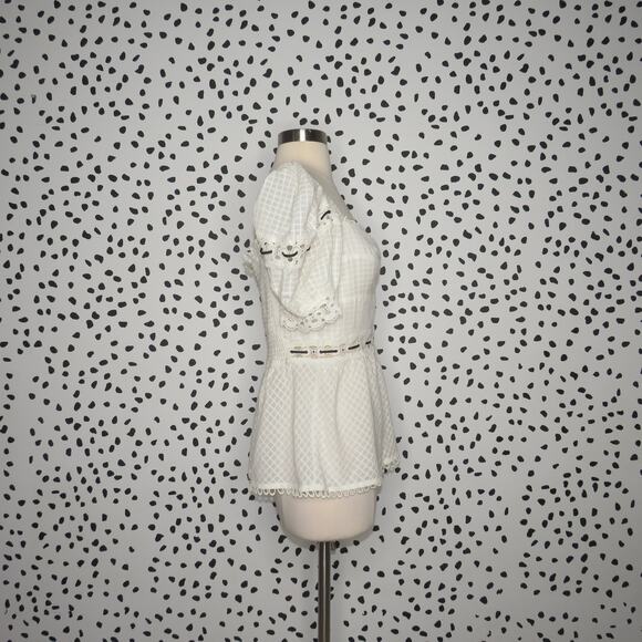 Rahi White Marbella Blossom Puff Sleeve Eyelet Trim Sweetheart Top - Picture 9 of 12